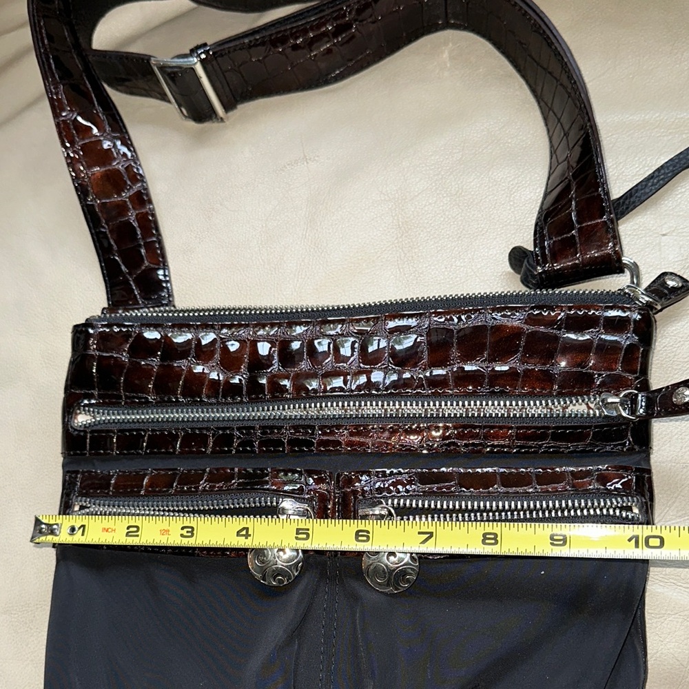 Brighton Black and Brown Crocodile leather nylon Crossbody with sunglasses case - Picture 14 of 15